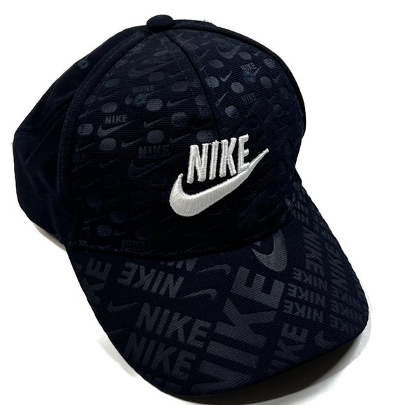 Nike Sports Vintage Hat Blue Cap Stretch Fit 3D Textured Red Label - Picture 1 of 8